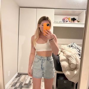 Light blue mom shorts from garage